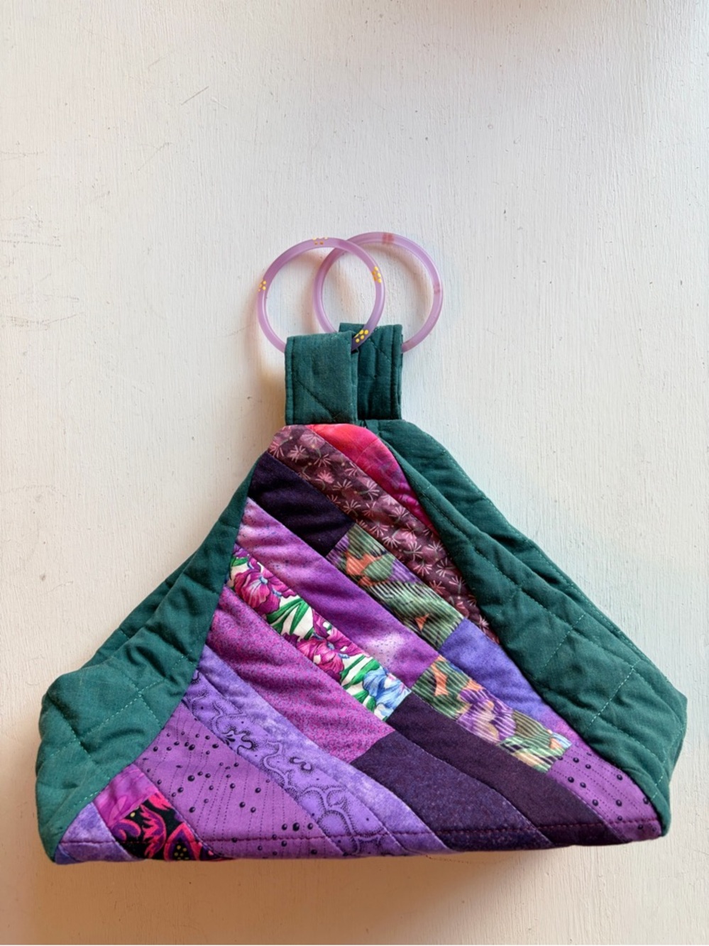 HANDMADE Quilted Patchwork Trapezoide-Shaped Handbag - Picture 4 of 7